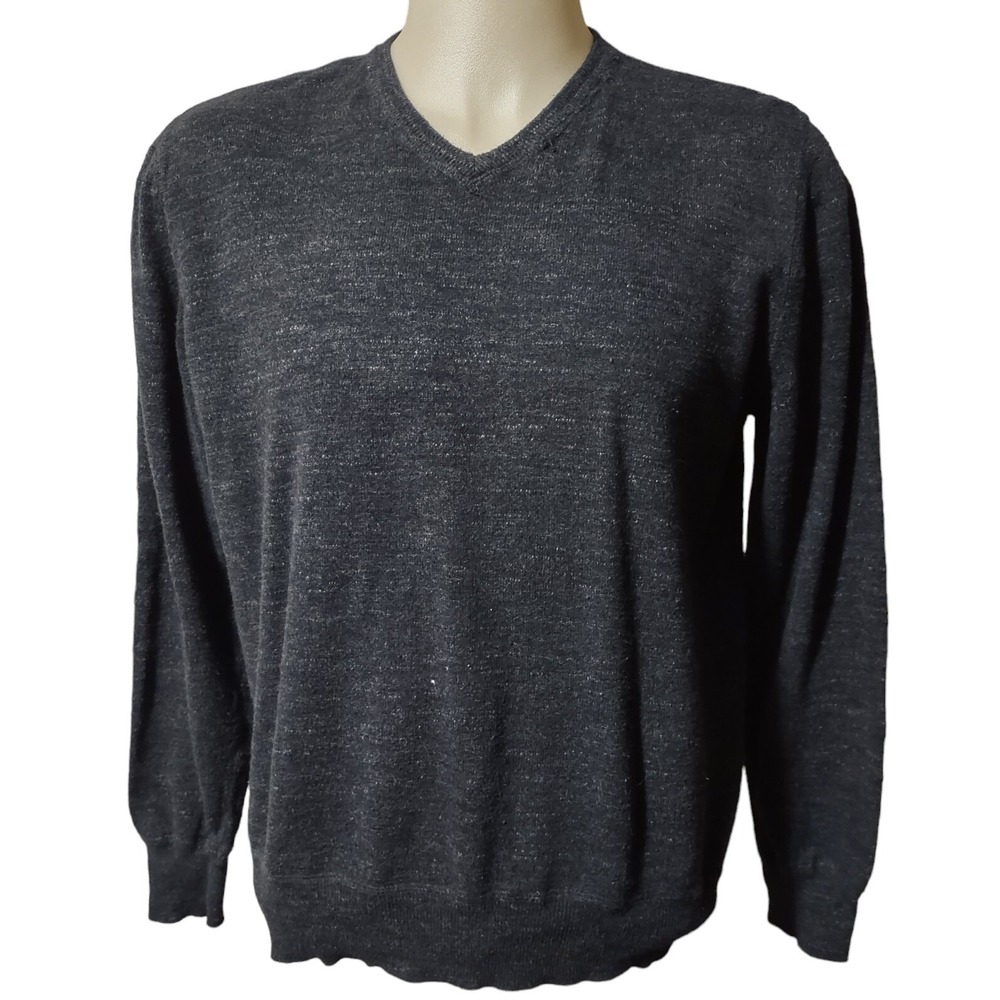 Sweater Arizona Jean Co Gray Large Mens V Neck Pullover Relaxed Norm Core Casual